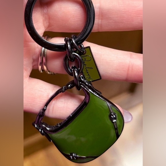 Authentic Burberry New Gunmetal & Forest Green Mini Purse Bag Charm / Keychain - Picture 5 of 11